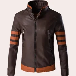 Jassen Heren*MARCUS - Klassiek Bikerjack voor Heren - Perfect voor de Lente en Zomer Donkerbruin