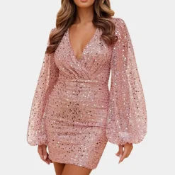 Jurken & Jumpsuits Dames*Margot - Stijlvolle paillettenjurk met V-halslijn voor de zomer