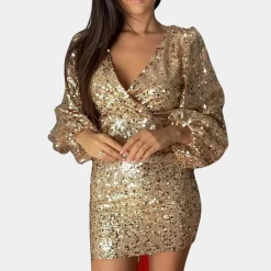 Jurken & Jumpsuits Dames*Margot - Stijlvolle paillettenjurk met V-halslijn voor de zomer