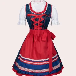 Jurken & Jumpsuits Dames*Maritza - Klassieke Zomer Oktoberfest Jurk voor dames Blauw