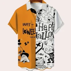 Shirts Heren*Mariusz - Stijlvol zomer- en Halloween-overhemd voor mannen Oranje
