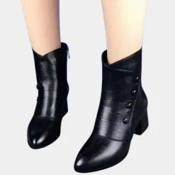 Damesschoenen*Marka - Modieuze zomerse dameslaarzen met hak Zwart