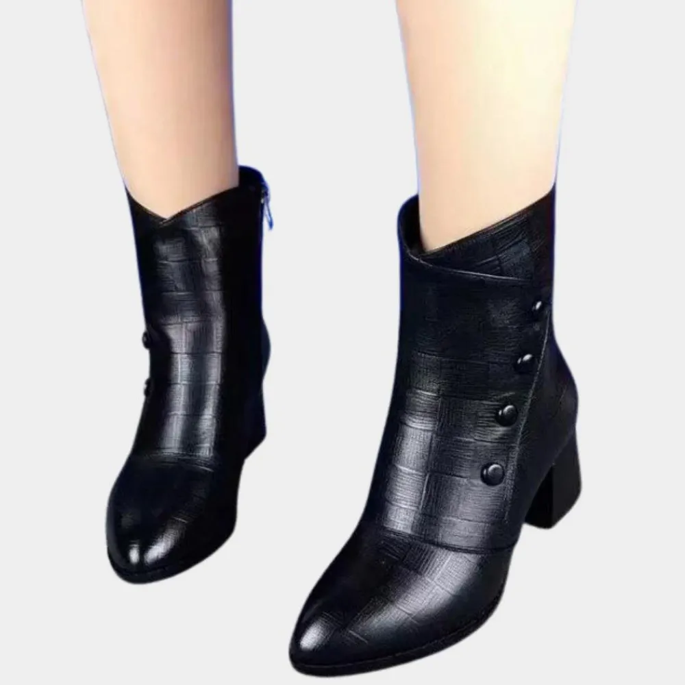 Damesschoenen*Marka - Modieuze zomerse dameslaarzen met hak Zwart