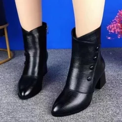 Damesschoenen*Marka - Modieuze zomerse dameslaarzen met hak Zwart