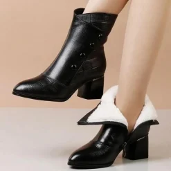 Damesschoenen*Marka - Modieuze zomerse dameslaarzen met hak Zwart