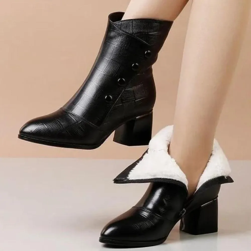 Damesschoenen*Marka - Modieuze zomerse dameslaarzen met hak Zwart