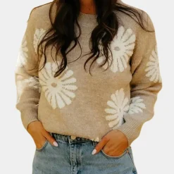 Truien & Vesten Dames*MARLEY - Modieuze Gebreide Zomertop voor Dames Beige