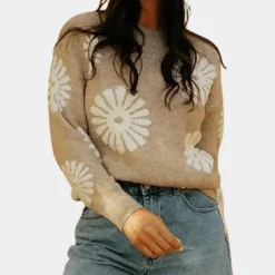 Truien & Vesten Dames*MARLEY - Modieuze Gebreide Zomertop voor Dames Beige