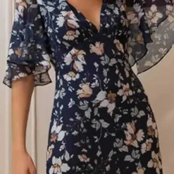 Jurken & Jumpsuits Dames*MARTHA - Elegante zomer bloemenjurk Marineblauw