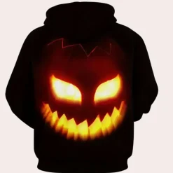 Jassen Heren*Marton - Stijlvolle Zomerse pompoen print Hoodie voor heren Zwart