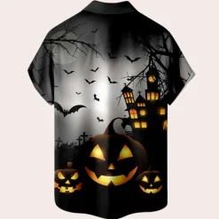 Shirts Heren*Matyi - Comfortabel herenoverhemd voor de zomer en Halloween Zwart