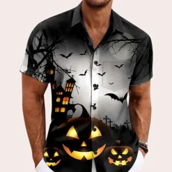 Shirts Heren*Matyi - Comfortabel herenoverhemd voor de zomer en Halloween Zwart