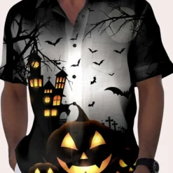 Shirts Heren*Matyi - Comfortabel herenoverhemd voor de zomer en Halloween Zwart