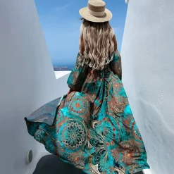 Jurken & Jumpsuits Dames*MELODY - Modieus buizentop maxi-jurk voor de zomer Groen