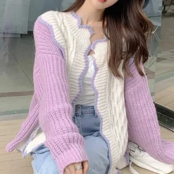 Truien & Vesten Dames*Melusina - Trendy en comfortabel gebreid damesvest voor de zomer Paars