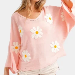 Truien & Vesten Dames*Mia - Gebloemd Geborduurd Damestrui voor de Lente/Zomer