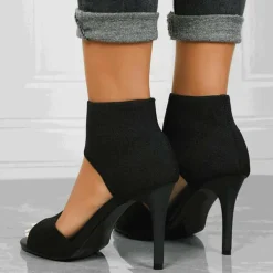 Damesschoenen*MICHALINA - Modieuze zomerse hoge hakken Zwart