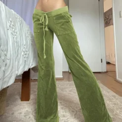 Broeken & Rokken Dames*MILIANI - Luchtige Casual Uitlopende Broek voor Dames - Zomereditie Groen