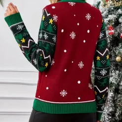 Truien & Vesten Dames*MINA - Klassieke Kersttrui voor Dames Bordeaux