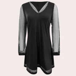 Jurken & Jumpsuits Dames*Moderne damesjurk met v-hals voor de zomer Zwart