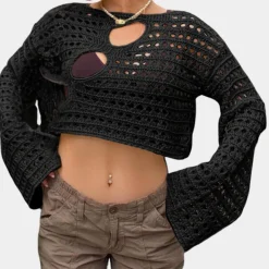 Topjes & Shirts Dames*Moderne gebreide dames crop top voor de zomer