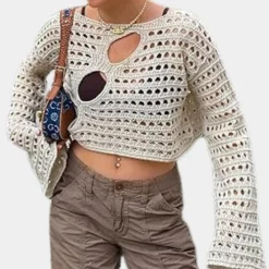 Topjes & Shirts Dames*Moderne gebreide dames crop top voor de zomer