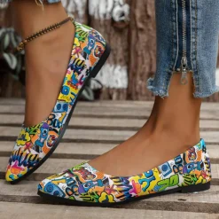 Damesschoenen*Modieuze en kleurrijke zomerse platte damesschoenen Blauw