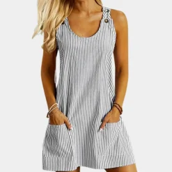 Jurken & Jumpsuits Dames*Modieuze gestreepte damesjurk voor de zomer