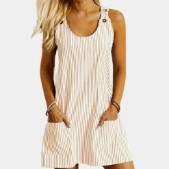 Jurken & Jumpsuits Dames*Modieuze gestreepte damesjurk voor de zomer