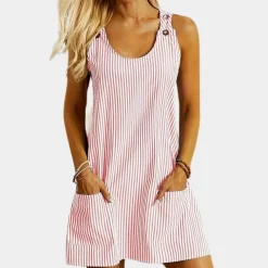 Jurken & Jumpsuits Dames*Modieuze gestreepte damesjurk voor de zomer