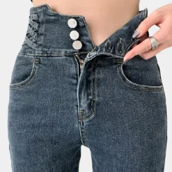 Broeken & Rokken Dames*Modieuze zomerse jeans met hoge taille voor dames