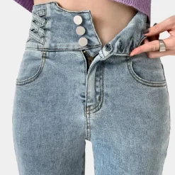 Broeken & Rokken Dames*Modieuze zomerse jeans met hoge taille voor dames