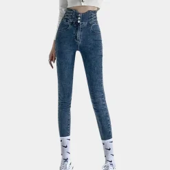 Broeken & Rokken Dames*Modieuze zomerse jeans met hoge taille voor dames