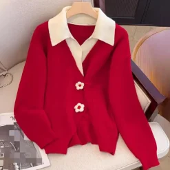 Truien & Vesten Dames*NANCY - Elegante Gebreide Zomerse Trui voor Dames Rood