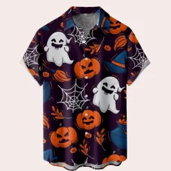 Shirts Heren*Nandor - Stijlvol Zomer Halloween Shirt met Griezelig Motief Paars