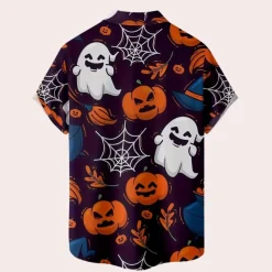 Shirts Heren*Nandor - Stijlvol Zomer Halloween Shirt met Griezelig Motief Paars