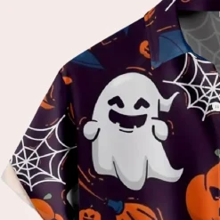 Shirts Heren*Nandor - Stijlvol Zomer Halloween Shirt met Griezelig Motief Paars