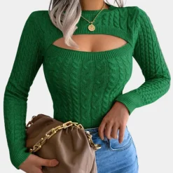 Truien & Vesten Dames*Naomi - Stijlvolle Gebreide Zomertop met Cut-Out voor Dames