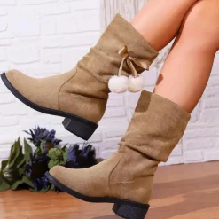 Damesschoenen*NATASHA - Luxe Zomerse Enkellaarsjes voor Dames Khaki