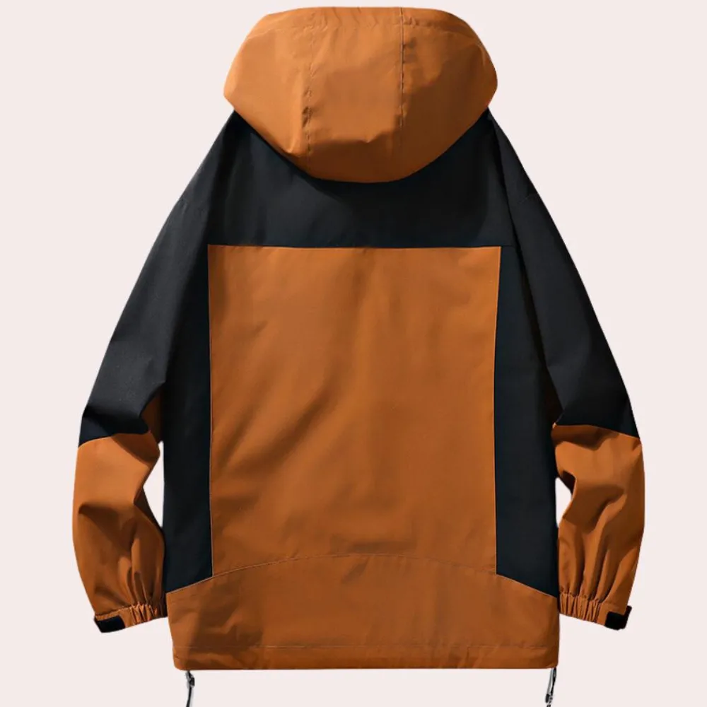 Jassen Heren*Nicholas - Trendy color block zomer herenjack Bruin