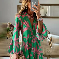 Jurken & Jumpsuits Dames*NICOLLETTE - Elegante boho zomerjurk Groen