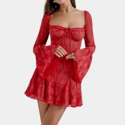 Jurken & Jumpsuits Dames*Nikolina - Romantische Zomer Mini Jurk met Kanten