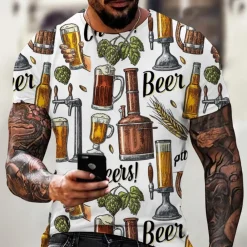 Shirts Heren*Nikos - Speelse print Zomer Oktoberfest T-Shirt voor heren