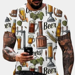 Shirts Heren*Nikos - Speelse print Zomer Oktoberfest T-Shirt voor heren