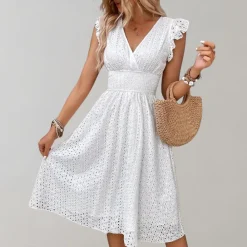 Jurken & Jumpsuits Dames*Noki - Luchtige zomerjurk voor dames Wit