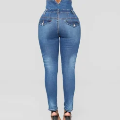 Broeken & Rokken Dames*Nola - Elegante Hoog Taille Skinny Zomerbroek voor Dames Blauw