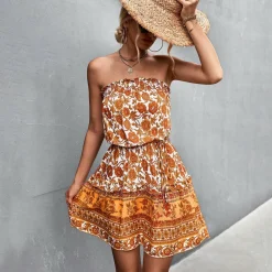 Jurken & Jumpsuits Dames*NORI - Bloemen tube top mini zomerjurk