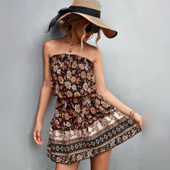 Jurken & Jumpsuits Dames*NORI - Bloemen tube top mini zomerjurk