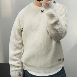 Truien & Vesten Heren*NORIEL - Klassieke Zomerse Trui voor Heren Wit