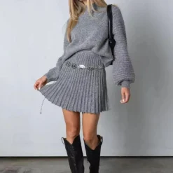 Sets Dames*Norra - Elegante Suède 2-Piece Set voor Vrouwen - Zomerse Stijl